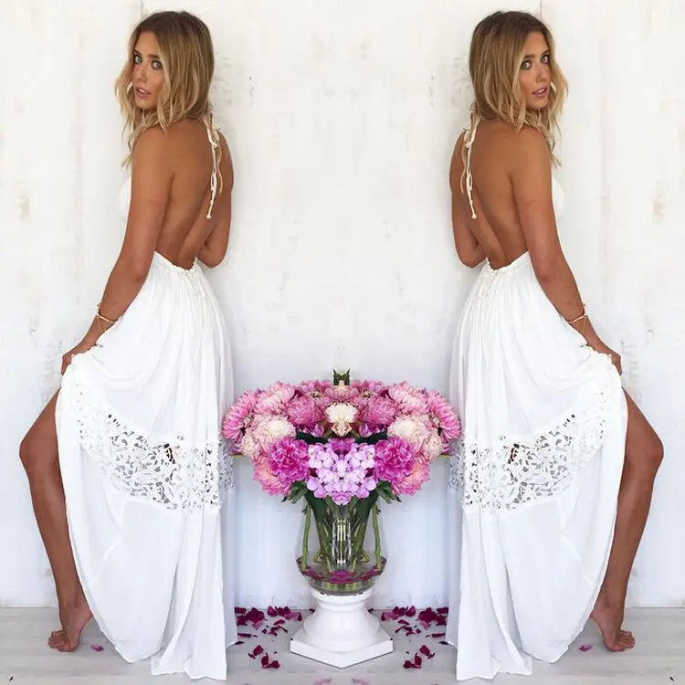 Горячее сексуальное Белое Женское летнее кружевное коктейльное вечернее