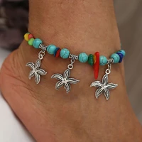 retro turquoise starfish pendant anklet for women accessories statement jewelry bohemian women anklet bracelet ornament