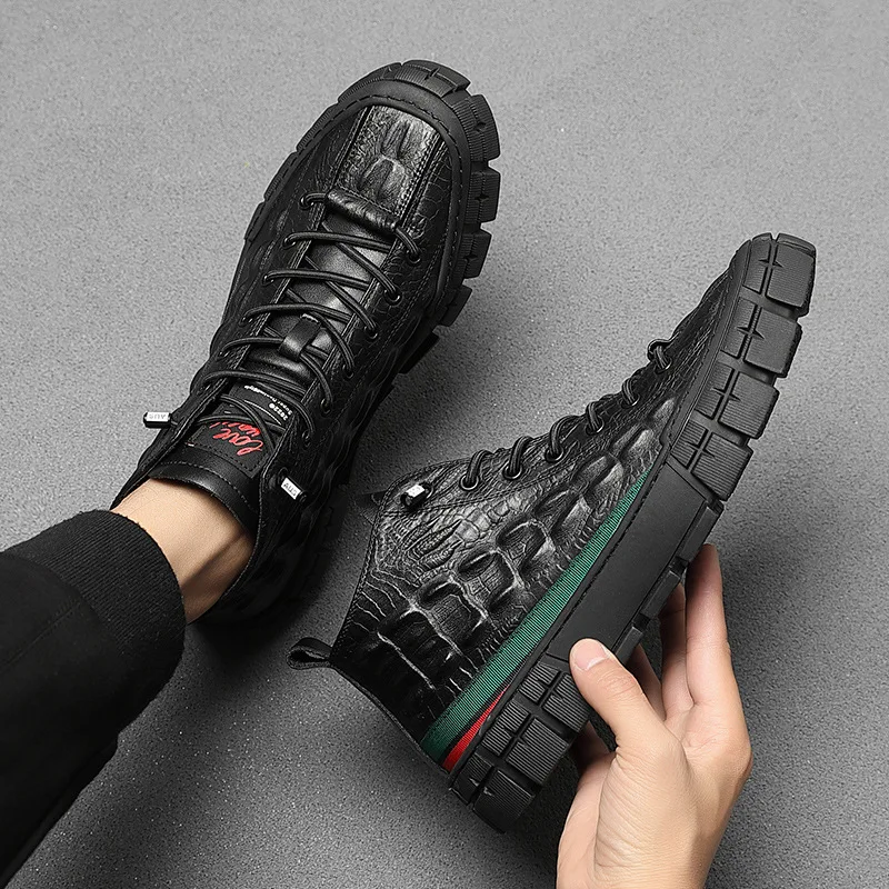 

Leather Men's Shoes In Autumn and Winter, A Variety of High-top Leather Shoes, Net Celebrity Shoes, Men's Cotton Shoes Shoes