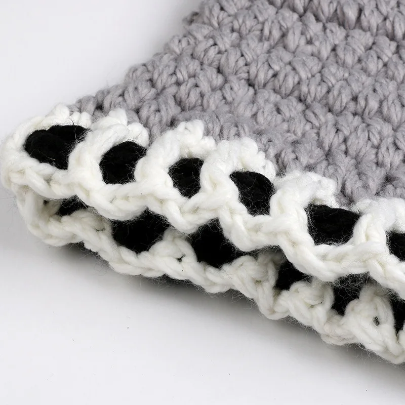 Manual Knitting Girls Keep Warm Coarse Wool Hat Cartoon Seven kinds Fox Weave Hat Kitty Squirrel Little Bear Rabbit Cloak Hat
