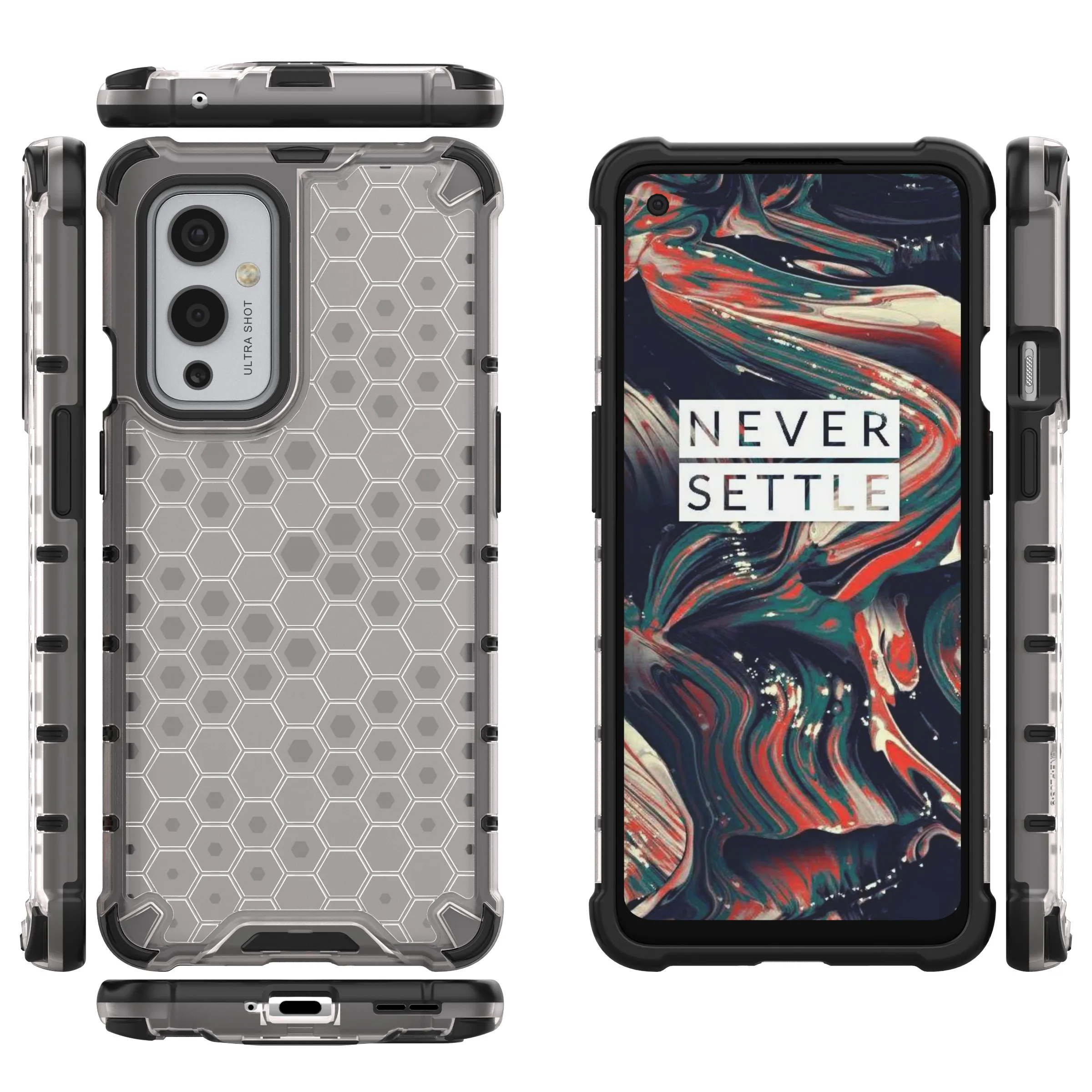 

Honeycomb Heavy Duty Shockproof Armor Case For Oneplus 7T 9 9R 9pro 9RT oneplus Nord2 5G GO Clear Hard Phone Cover