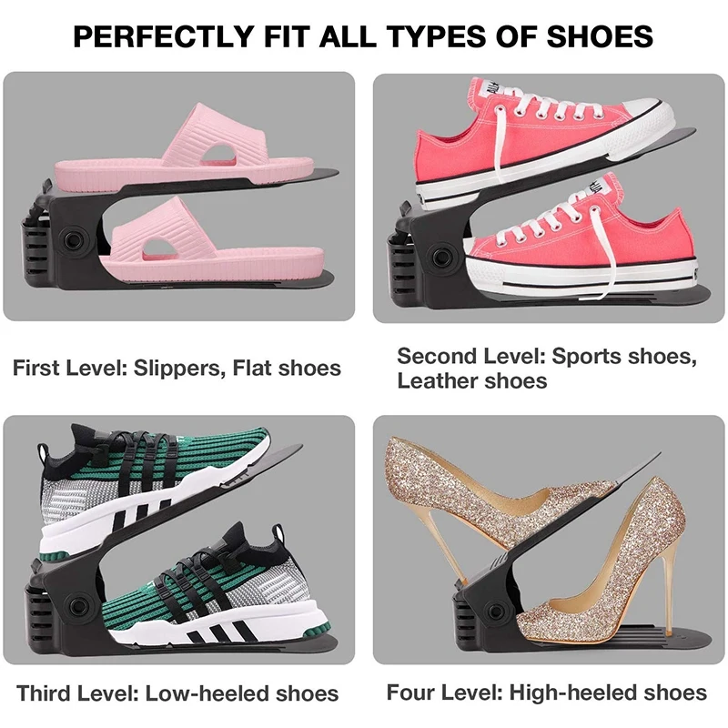 10 шт. обуви слотами Организатор регулируемый укладчик двухслойная полка для