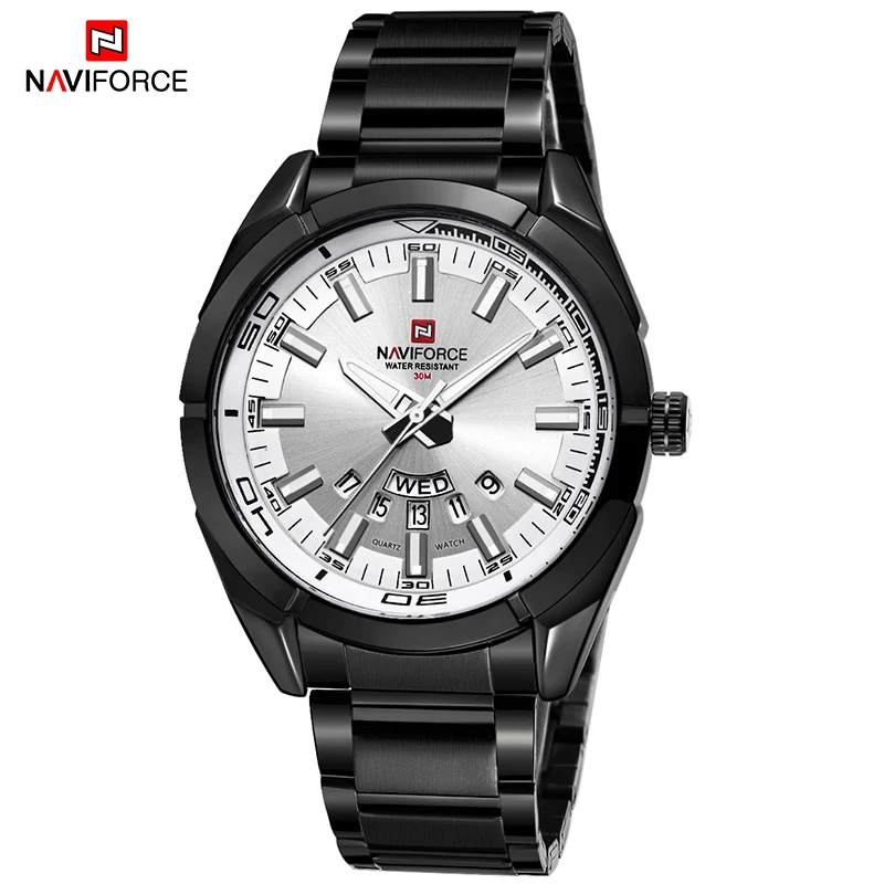 BW NAVIFORCE Лидирующий бренд мужские часы полностью стальные водонепроницаемые Модные Повседневные кварцевые часы с датой мужские наручные часы Relogio Masculino - Цвет: BW