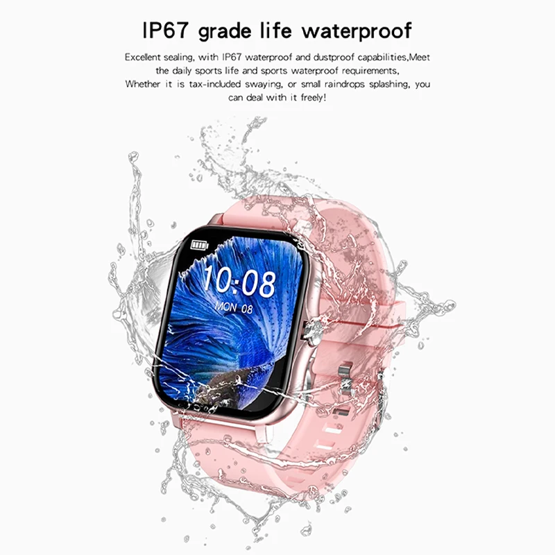 

NEW GT20 Ultra-thin Smart Watch 1.69 inch Square Screen Bluetooth Call IP67 Waterproof Long Standby Watches Heart Rate Blood O