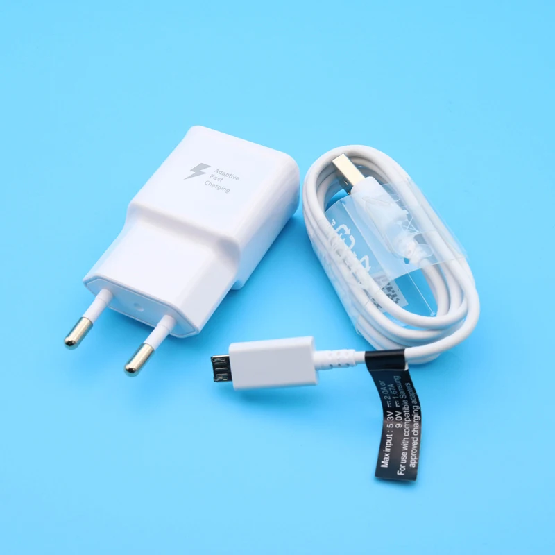 Сетевое зарядное устройство Samsung Galaxy S6 S7 edge 9 В 1 67 А 150 см 2 кабель micro usb для J3 J5 J7 Note 4