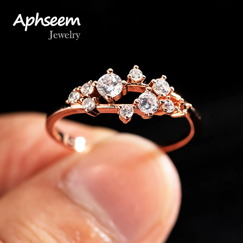 Новые модные свадебные кольца с кристаллами для женщин розовое золото
