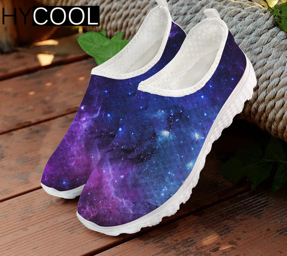 

HYCOOL Hot Style Summer Beach Flats Shoes Galaxy/Starry Sky Printing Comfort Ladies Slip On Sneakers Outdoor Walk Run Sneakers