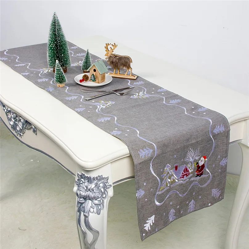 Christmas Table Runner Cloth Art Embroidery Santa Claus Tablecloth Decoration Xmas Flag Home Party Decor &amp4A27 | Дом и сад