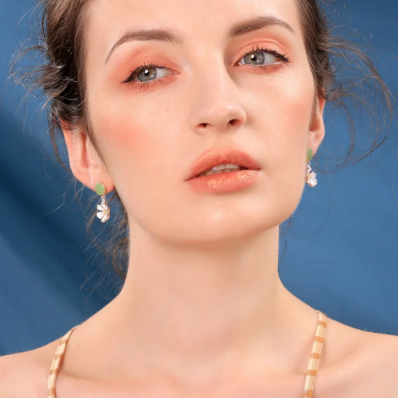 Новые милые серьги капельки с Эмалью Белого/желтого цвета романтические