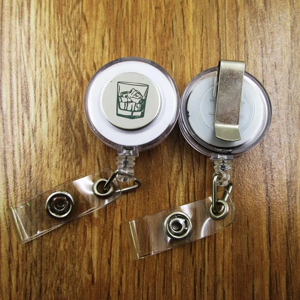 

Whiskey ID Badge Reel gift for him/her friend family retractable recoil id badge holder work fun