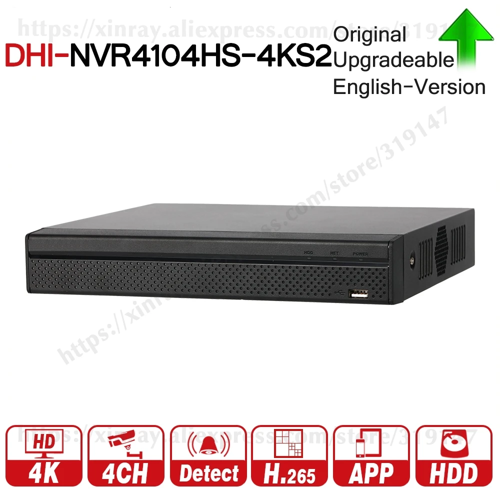 Dahua NVR NVR4104HS-4KS2 4CH компактный 1U Lite 4K H.265 NVR 8MP разрешение ONVIF для Dahua IP системы видеонаблюдения