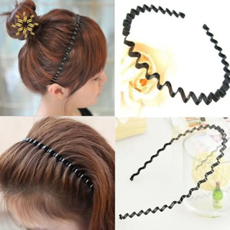 

New Fashion Simple Wave Mens Women Unisex Black Wavy Hair Head Hoop Band Sport Headband Hairband Hair Accessories