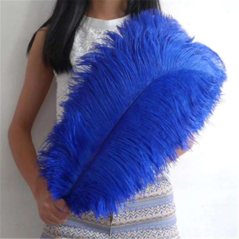 Plumas de avestruz para manualidades, plumas de zafiro de 50-55cm/20-22 pulgadas para decoraci&oacute;n de Navidad y boda, 50 unids/lote-0