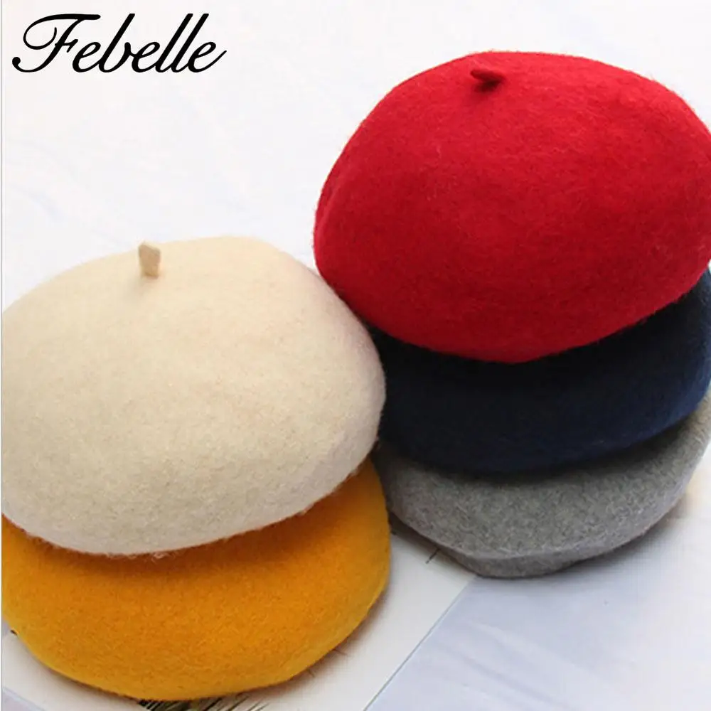 Женский осенне-зимний берет из 100% шерсти вязаная Регулируемая Шапка-бини