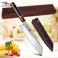 findking 9 inch damascus kitchen chef knife octagonal ebony wood handle 10cr15mov 67 layers damascus steel kiritsuke knife