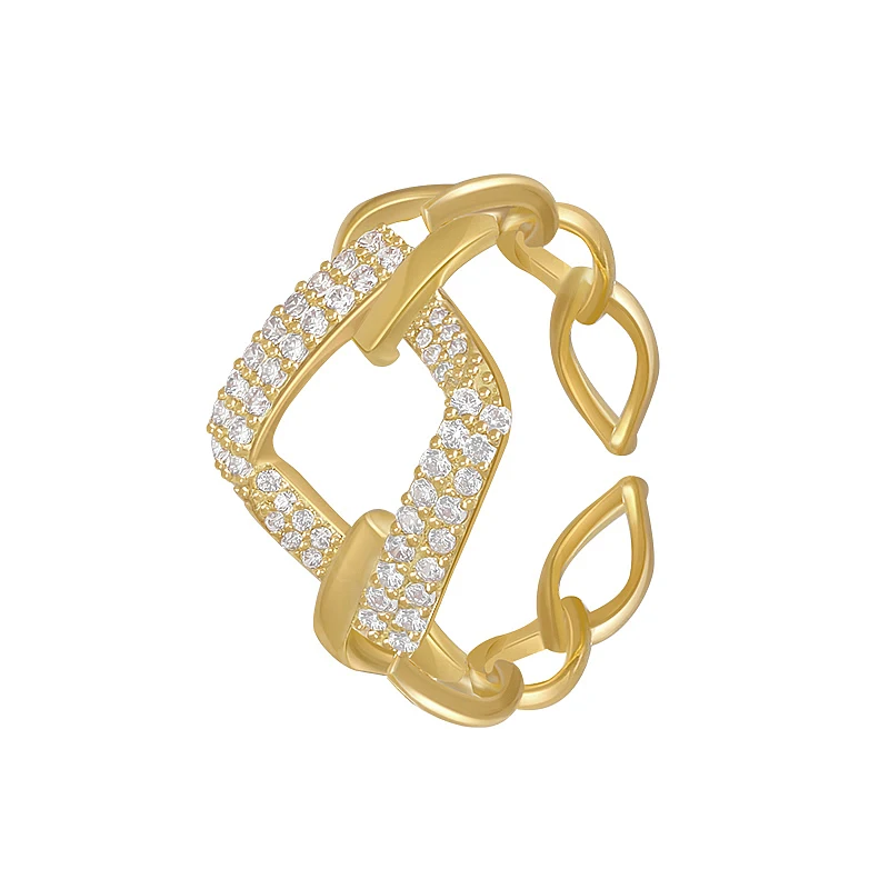 

Classic Geometric Rhombus Gold Opening Rings For Woman 2021 Korean Fashion Jewelry Goth Party Girl's Luxurious Unusual Set Ring
