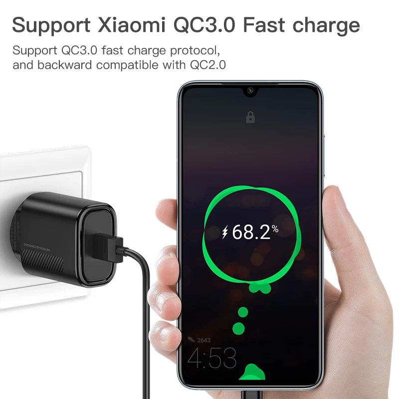 kuulaa usb charger quick charge 18w qc3 0 fast wall charger for xiaomi redmi note 9 8 iphone 11 xr 7 realme x2 pro phone charger free global shipping