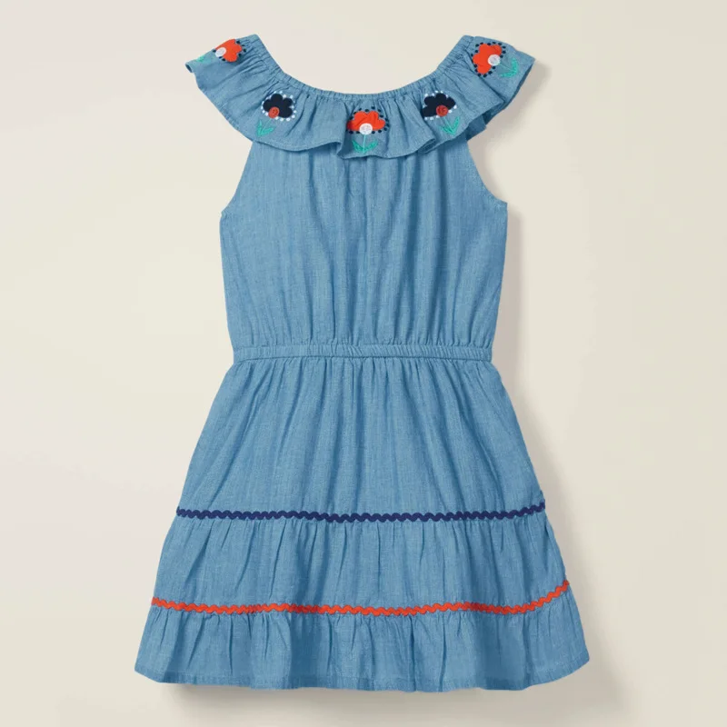 Little maven/платье с цветочным принтом и вышивкой для девочек вечерние платье летнее