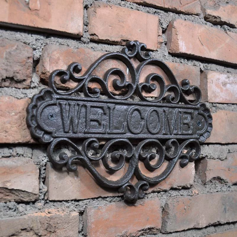 Welcome Sign Wall Plaque Home Garden Outdoor Hanging Decor Decorative Creative Retro Shop Signs Cast Iron Country Cottage House | Дом и сад