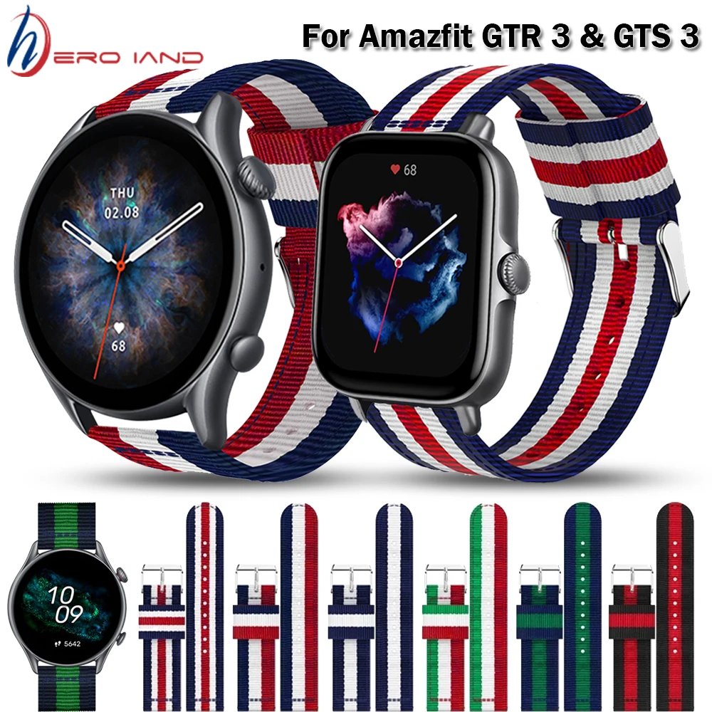 

20mm/22mm watch band For Amazfit GTS/2/3/pro/2e/GTS2 Mini/GTR 42mm/47mm/GTR2/2e/stratos Nylon Bracelet Amazfit bip strap Correa