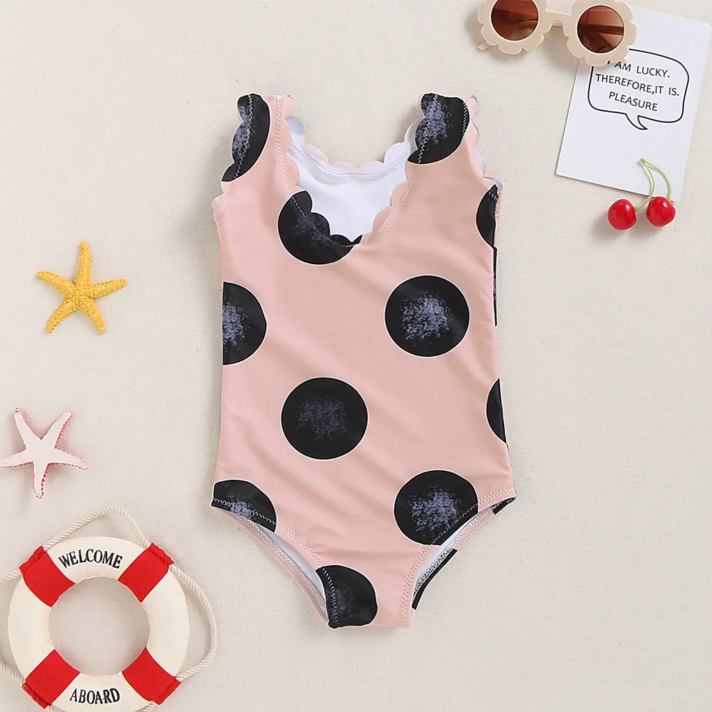 Новинка Купальник в горошек с оборками Купальный костюм Цельный купальник для