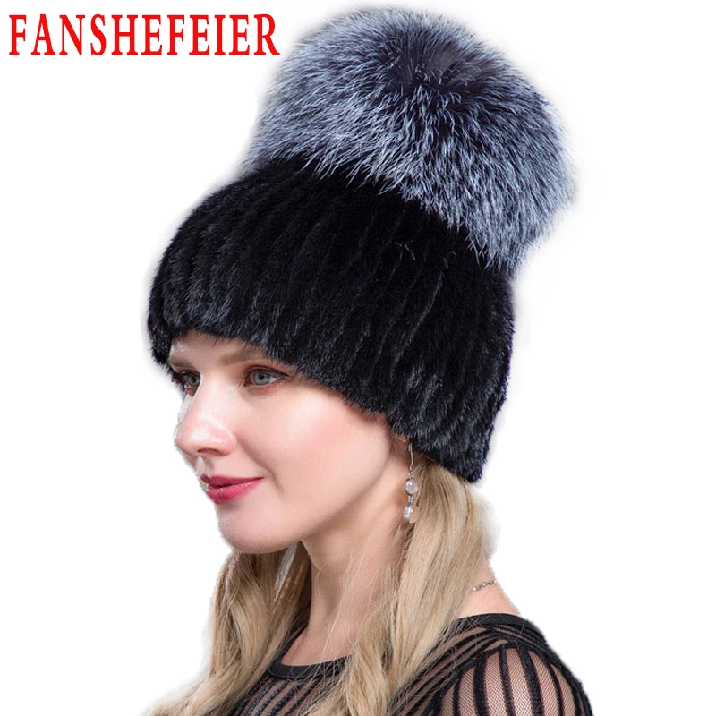 FANSHEFEIER русская модная норка шапка из лисьего меха модная зимняя женская Норковая Шапка Лыжная шапка меховая шапка