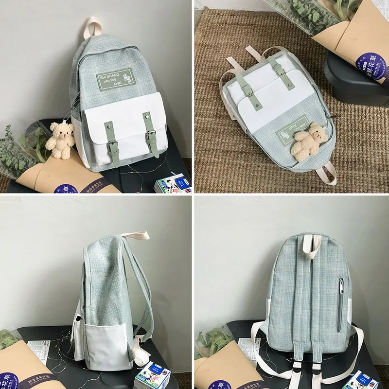 Студенческий милый рюкзак льняная Женская модная школьная сумка Харадзюку каваи