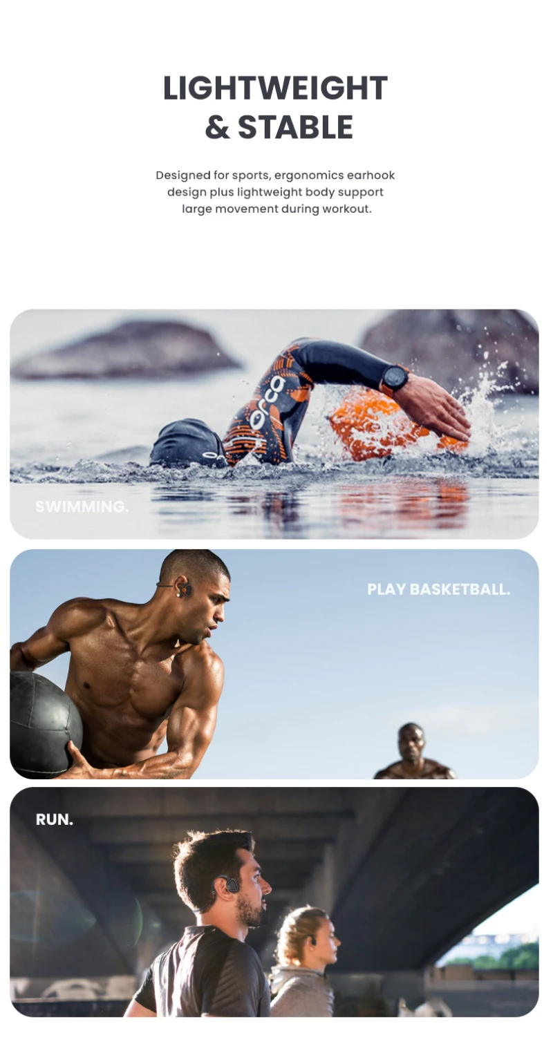 AS9 Bone Conduction Headphone Built-in Memory 16G IPX8 Waterproof MP3 Music Player Swimming Diving Earphone 15 Days Standby New |