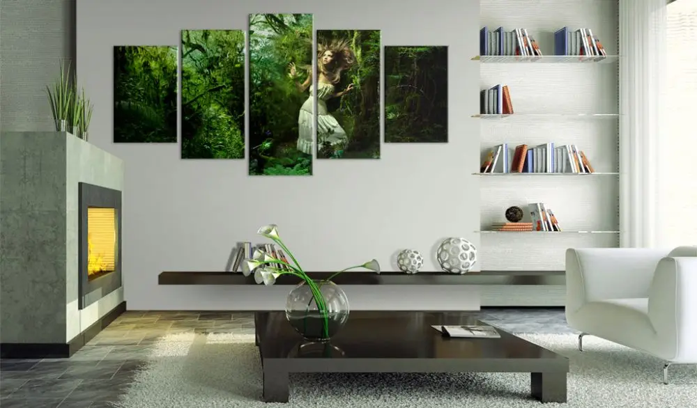 

Lost In Greenery Home Wall Decoration Five Piece Set Canvas Printing Drawing Living Room Modern Space Art