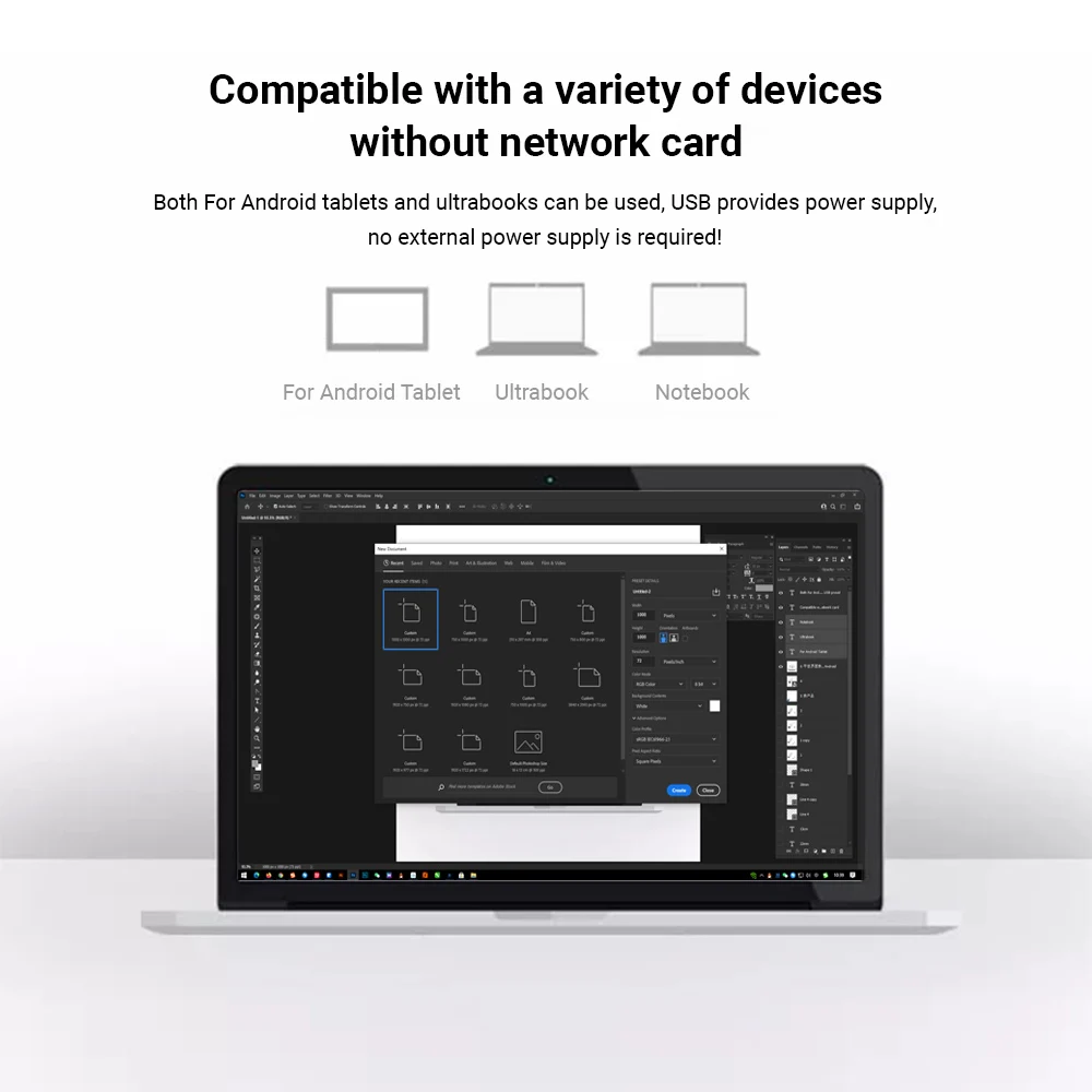 

FYstar Micro USB 2.0 Adapter Cable 5-Polig Zu Ethernet 10/100 Mbit /S RJ45-Netzwerk-LAN-Adapterkarte For Tablet Smartphone