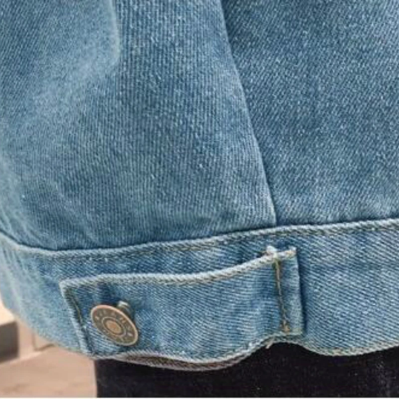 Куртка женская джинсовая с отложным воротником, однотонная простая уличная одежда с карманами, свободная Базовая куртка бойфренда для отды... от AliExpress WW