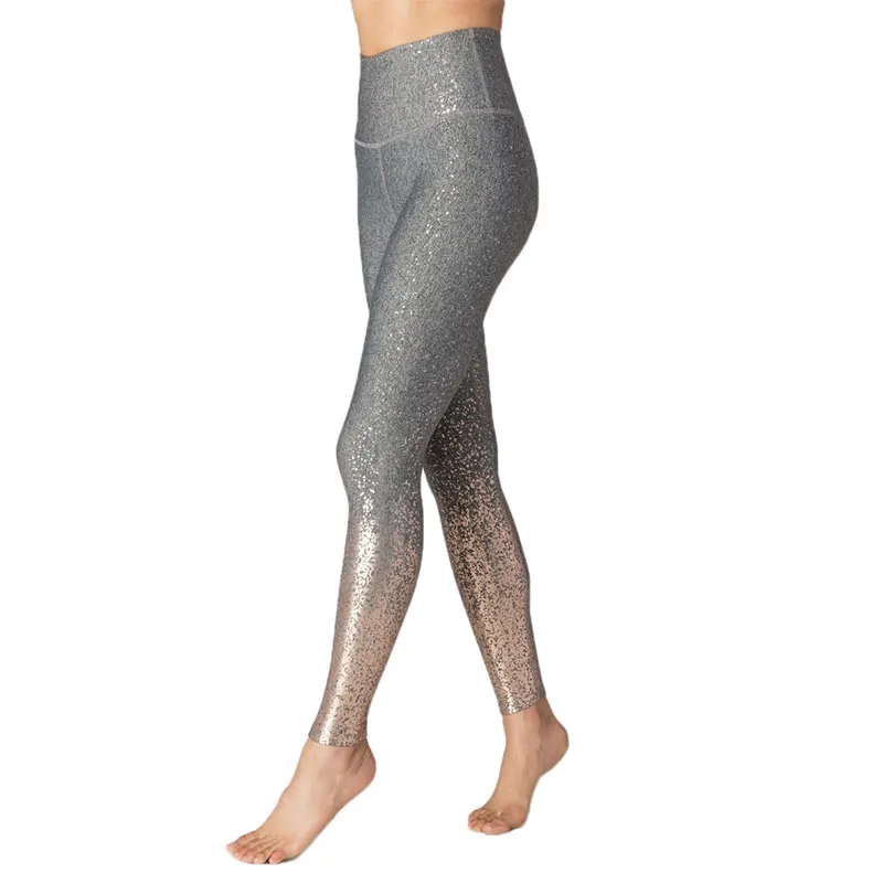 

Women Bronzing Printing Pant Female High Waist Casual Outdoor Sport Fitness Pants Autumn Lady Tie Up Slim Long Pant