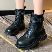 girls boots 2022 new autumn and winter children shoes leather waterproof tide boots rubber fashion warm for party size 27 37