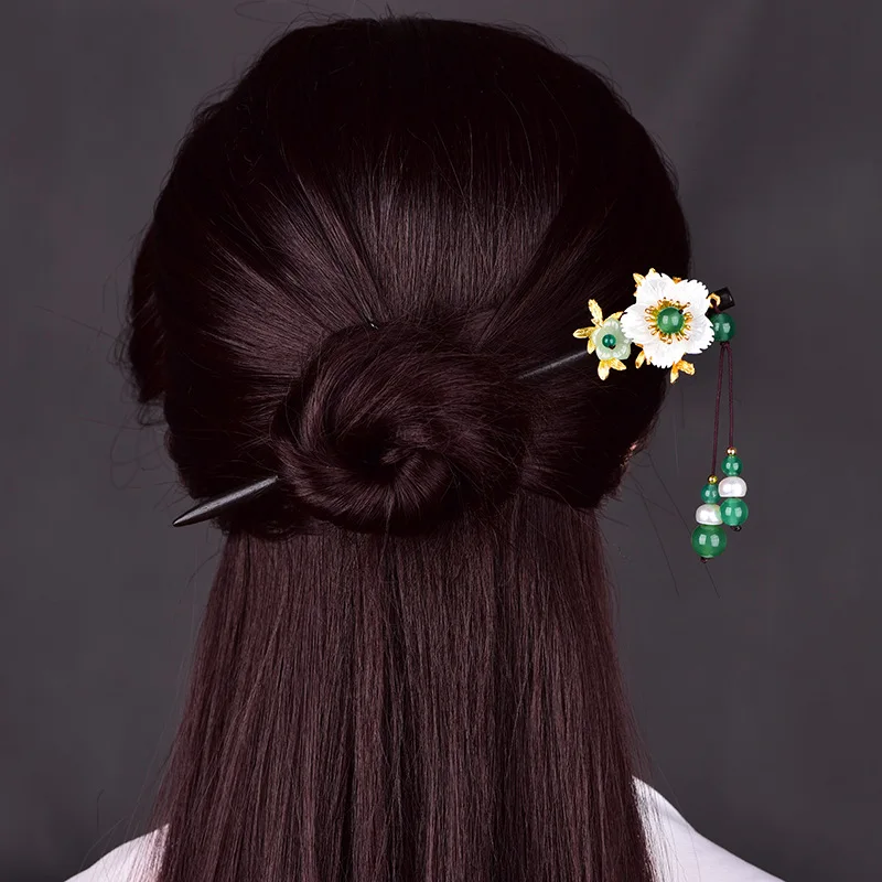 Натуральная ракушка зеленый оникс старинная палочка для волос темпераментная