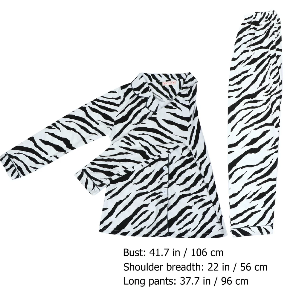 

1 Set Spring Autumn Zebra Stripe Nightclothes Long-sleeved Lapel Leisure Wear