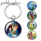 Disney с героями мультфильмов в стиле Питер Пэн, приключение стеклянный брелок с кабошоном сумка автомобиля цепочка для ключей с кольцом-держателем подвески, брелки для ключей, подарок