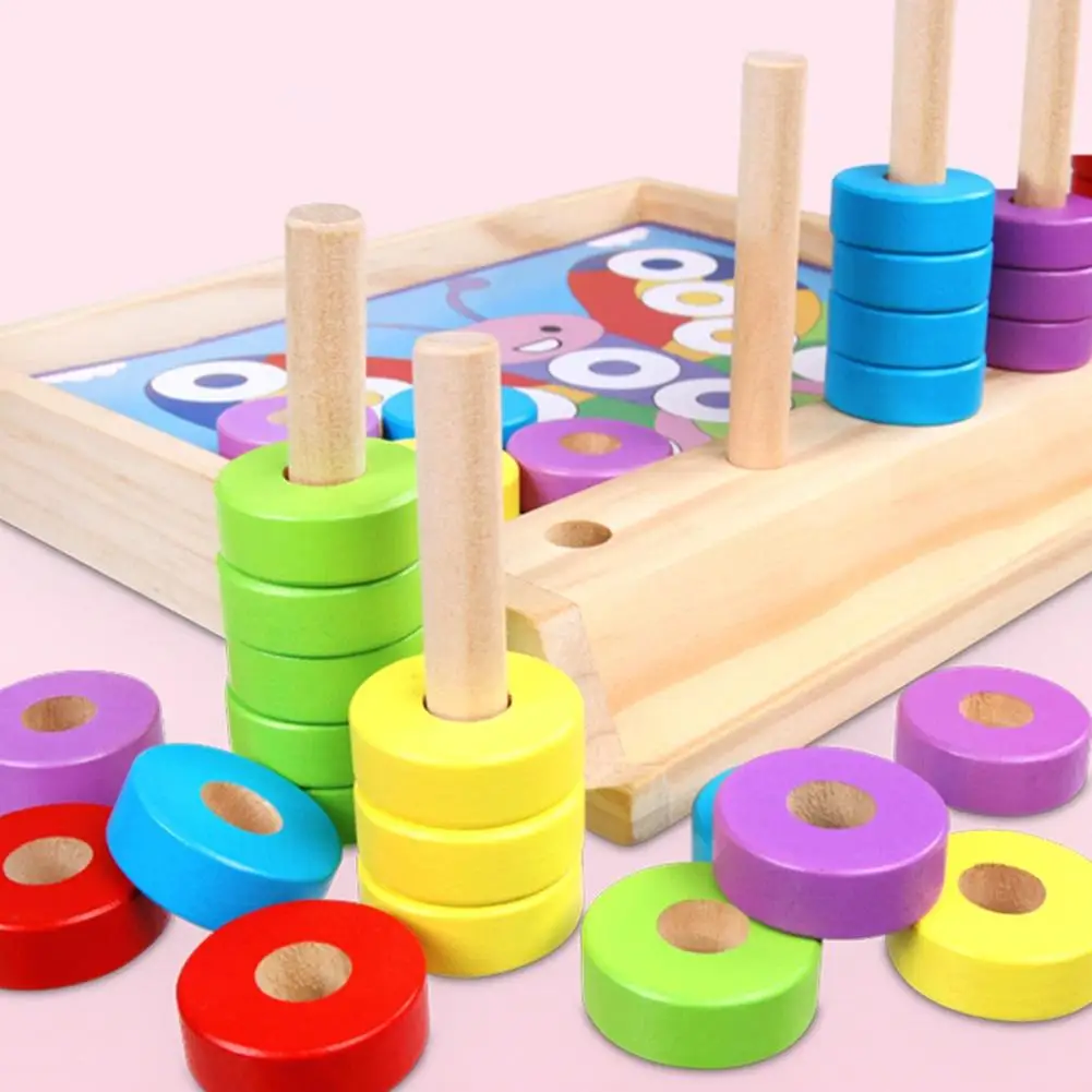 

Montessori Kids Arithmetic Learning Toss Ring Number Blocks Puzzle Game Toddler Early Education Cognition Toy