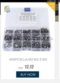400 шт./лот M2 M2.5 M3 M4 M5 шурупы с полукруглой головкой Гайки комплект шайб в ассортименте крепежные детали с коробкой