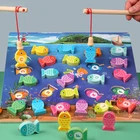 Игра рыболовная Магнитная деревянная, настольная игра, развивающая занятая настольная стимуляция, игрушка для детей, малышей, возраст 3 года +