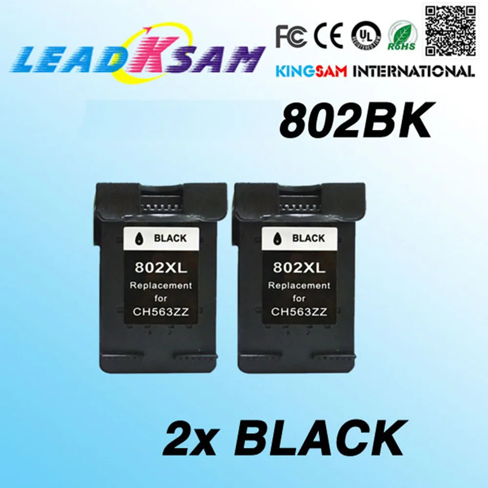 2 шт черные чернила картридж совместимый для hp802 802XL с чернилами hp Deskjet 1000 1010 1050 1510