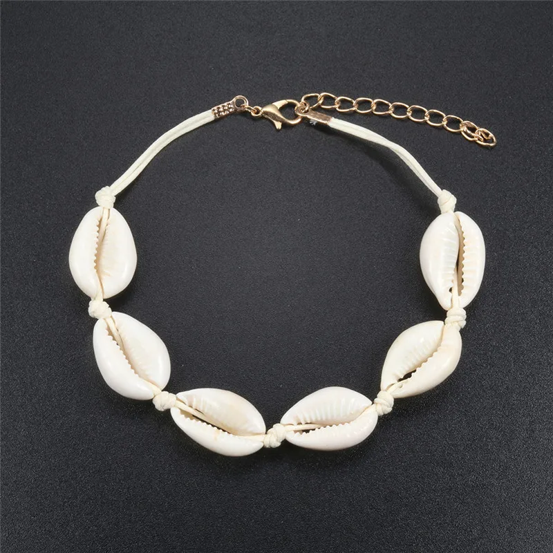 Винтажная цепочка с натуральными ракушками браслет ручной работы любовь подарок