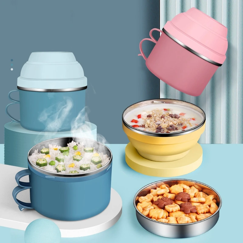 

304 Stainless Steel Fast Food Box, Double Deck Student Canteen Lunch Box, Outdoor Office Bowl Lunch Box