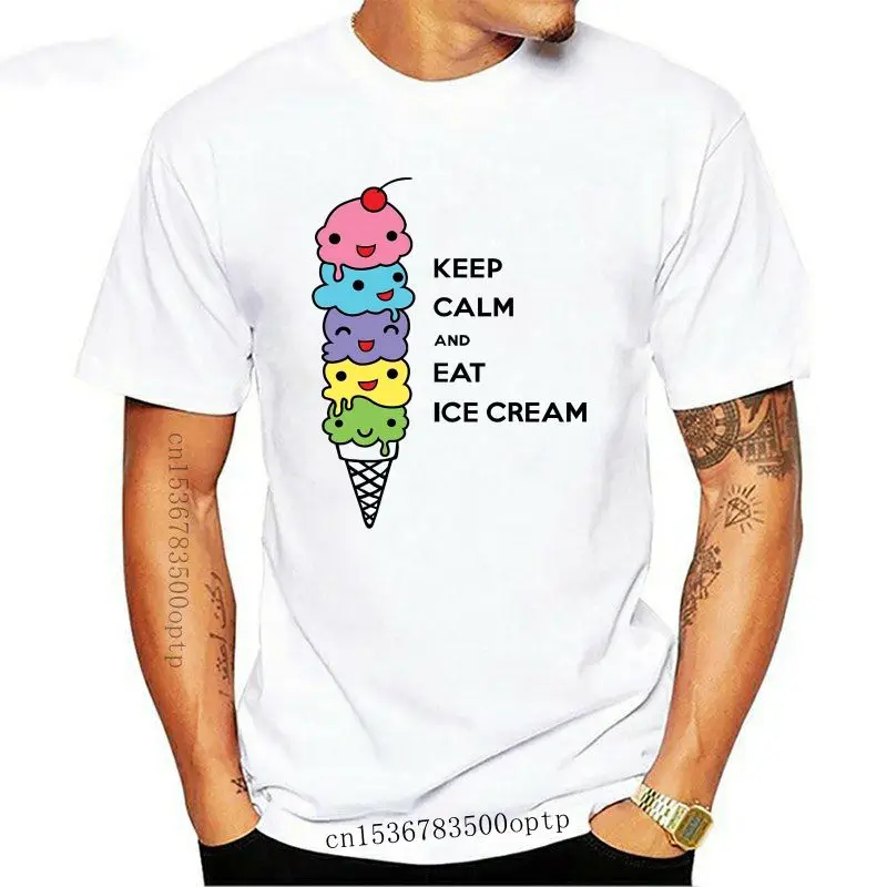 

Мужская футболка с коротким рукавом, 1 футболка с надписью Keep Calm and Eat Ice Cream, женская футболка