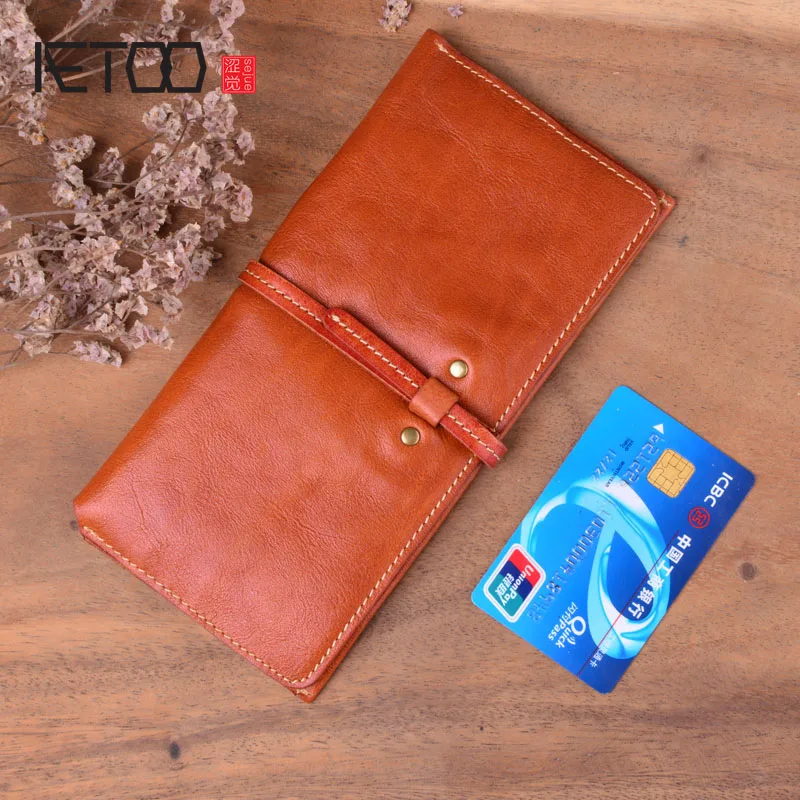 AETOO кожаный кошелек ручной работы мужской длинный секционный ультратонкий