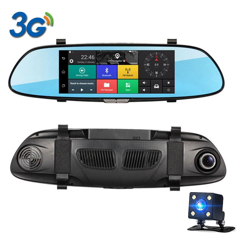 Автомобильный видеорегистратор зеркало заднего вида с сенсорным IPS экраном 7