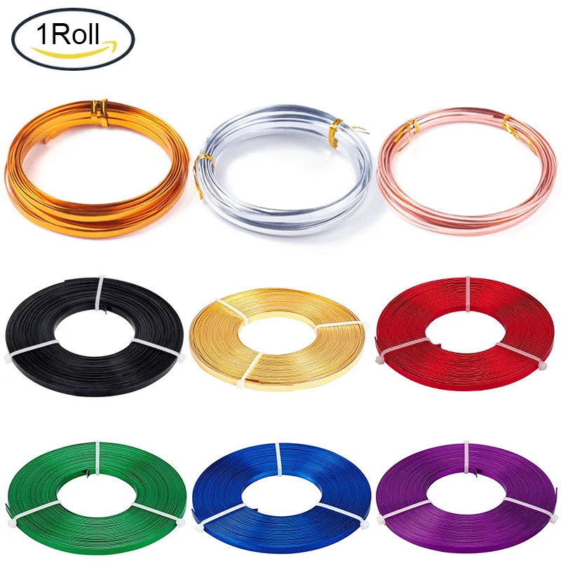

1 Roll 16.5/32.8 Feet 10mm/5mm Wide Flat Jewelry Craft Wire 18 Gauge Aluminum Wire for Bezel Sculpting Armature DIY Making
