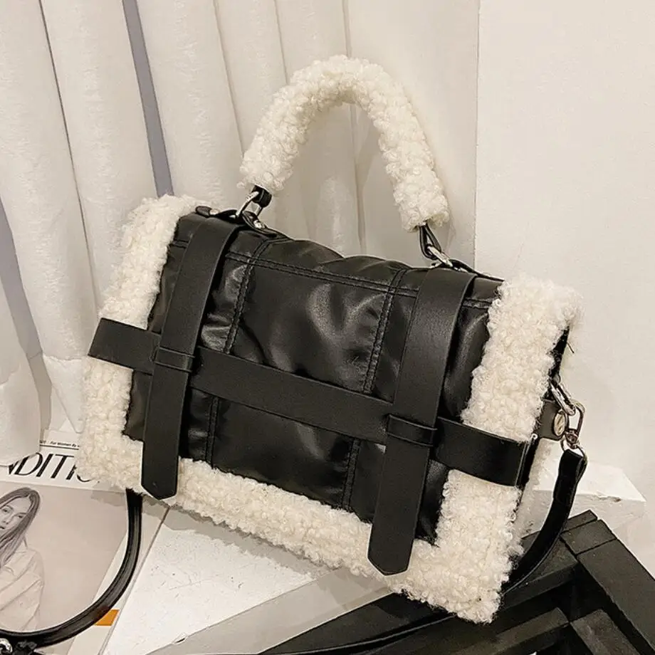 

Элегантная женская плюшевая Сумка-тоут, новинка 2020, Высококачественная женская дизайнерская сумка из искусственной кожи, сумка-мессенджер ...