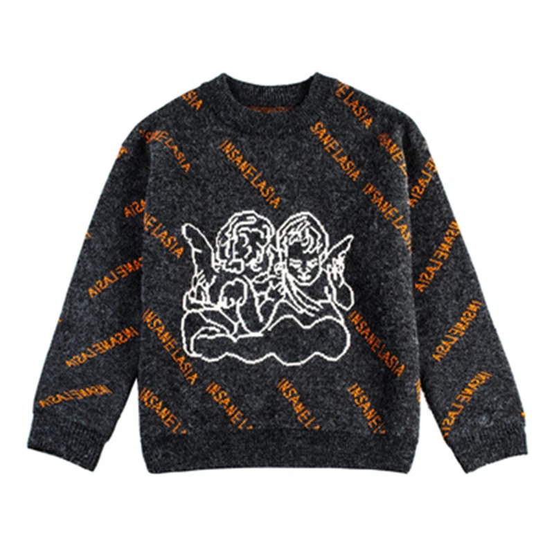 

Sweaters Women Streetwear Knitted Pullover Angel Print Fashion Hip Hop Autumn and winter Harajuku Oversized Outwear Jumpers pull