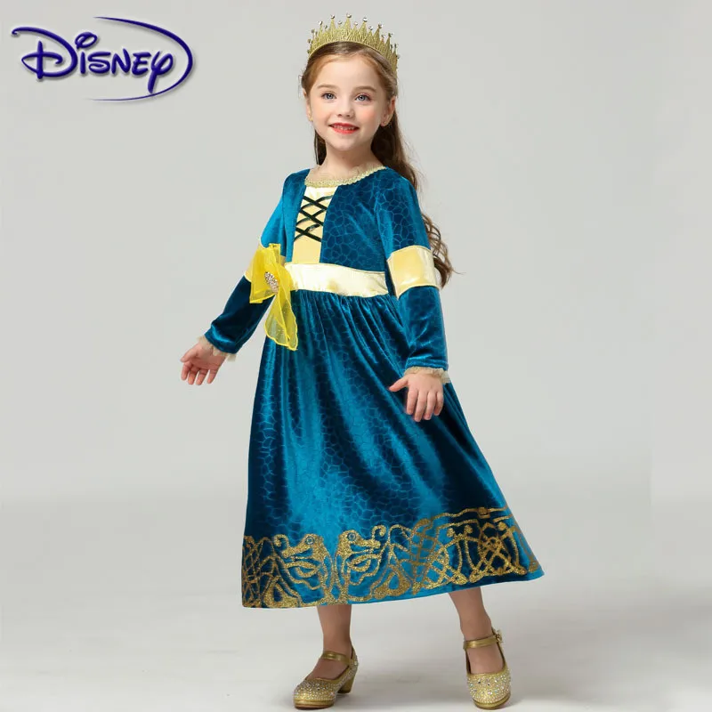 Disney платье для девочек на Рождество с длинными волосами карнавальный костюм