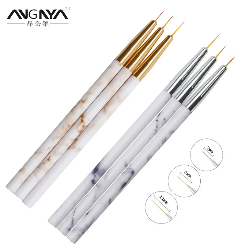 ANGNYA 3 шт./компл. акриловый Ультрафиолетовый гель подводка с кистью 7/9/11 мм Мрамор